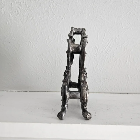 Antique Silver Coated Cast Iron Ornate Rococo Style Clock- Replaced Clock Face - Picture 5 of 5